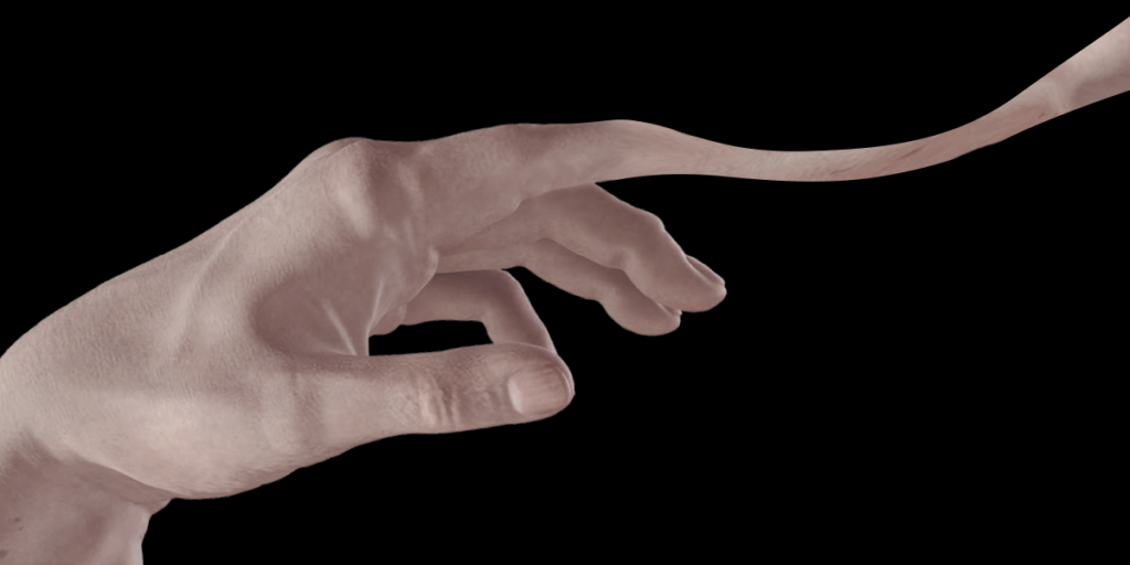 A creepy drawing of a human hand.
